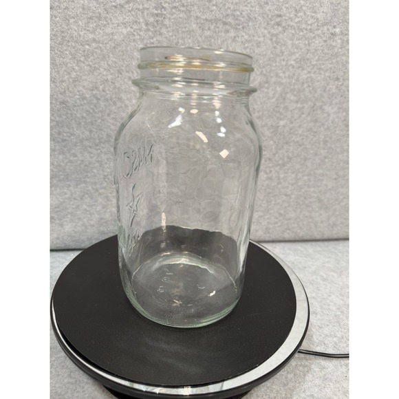 Vtg Clear Glass 1 qt STAR Mason Jar Embossed Rustic Farmhouse Wedding Decor - Picture 5 of 12